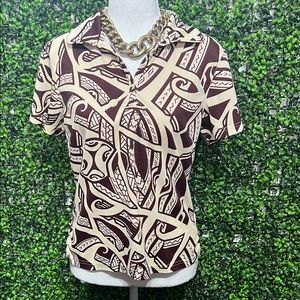 Manuhealii Sports Collection Women’s Medium Aloha Polo Collared Shirt Hawaiian